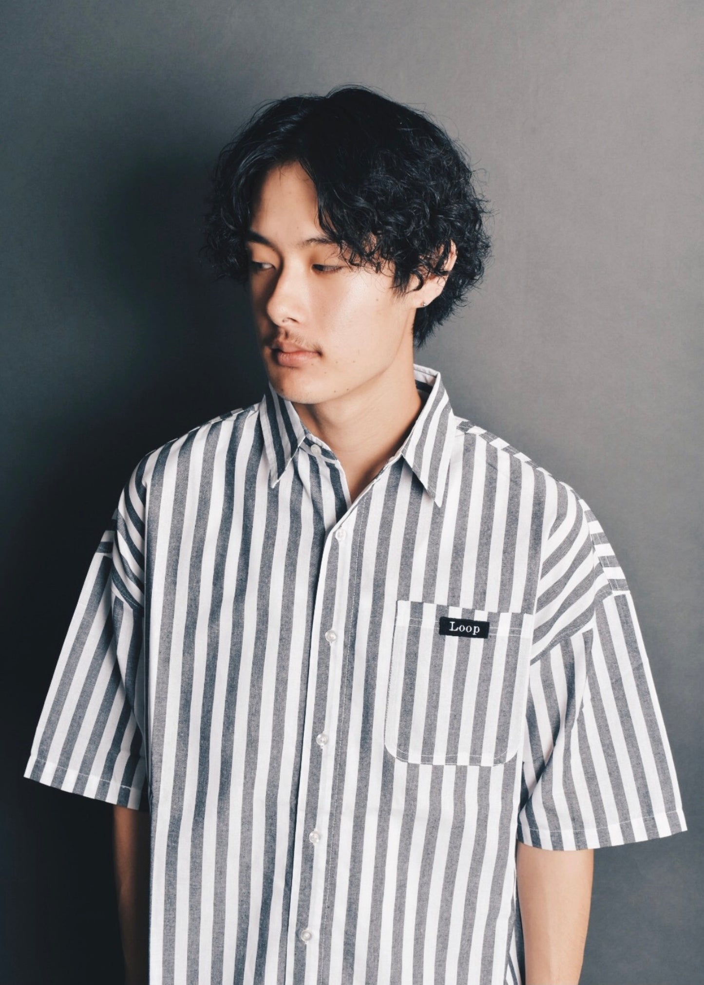 Loop broad cotton Stripe shirt, BIG SILHOUETTE