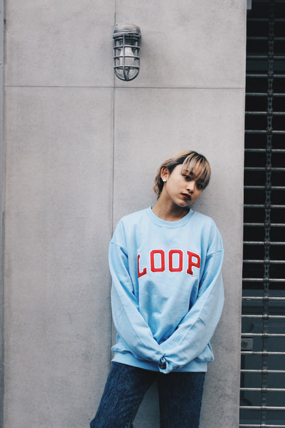 LOOP SATIN EMBROIDERY SWEAT