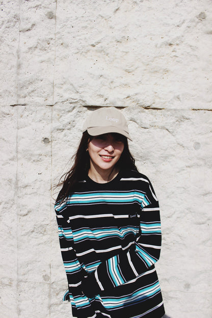 Loop emblem border long t-shirt