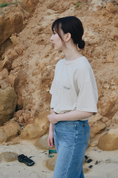 city girl coffee T-shirt（ベージュ/ホワイト )【 SUPERSALE対象商品】