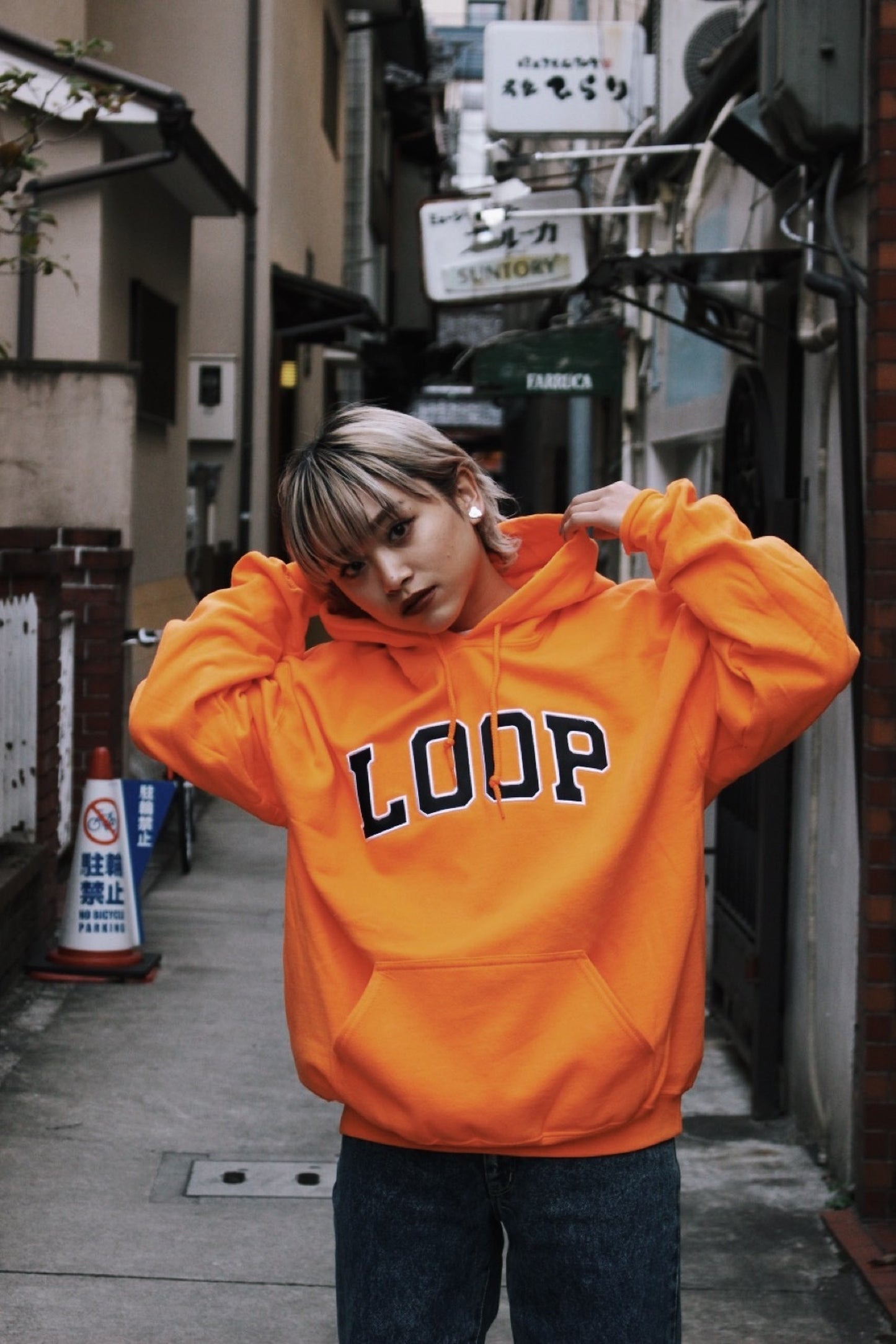 LOOP SATIN EMBROIDERY HOODIE