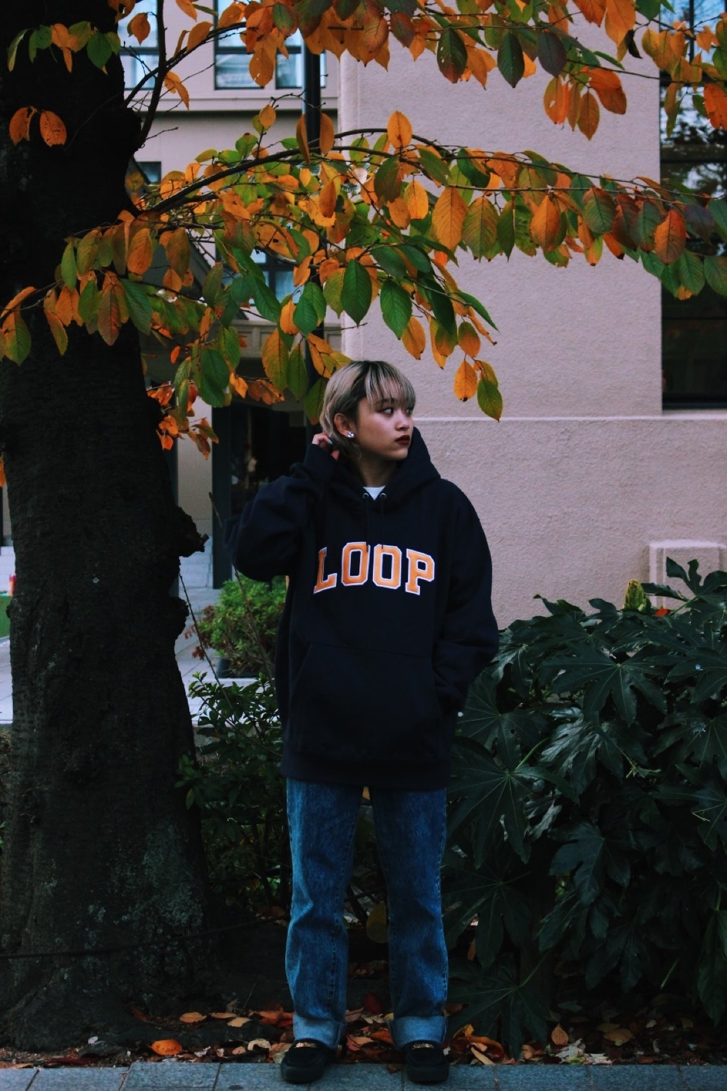 LOOP SATIN EMBROIDERY HOODIE
