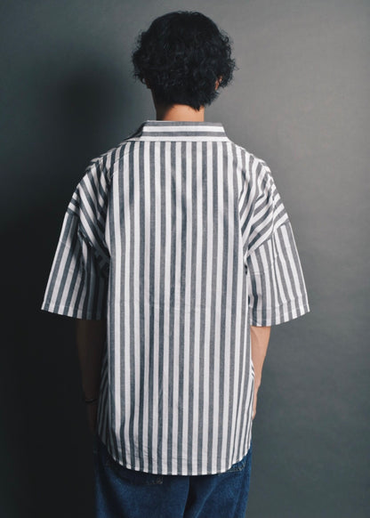 Loop broad cotton Stripe shirt,　BIG SILHOUETTE