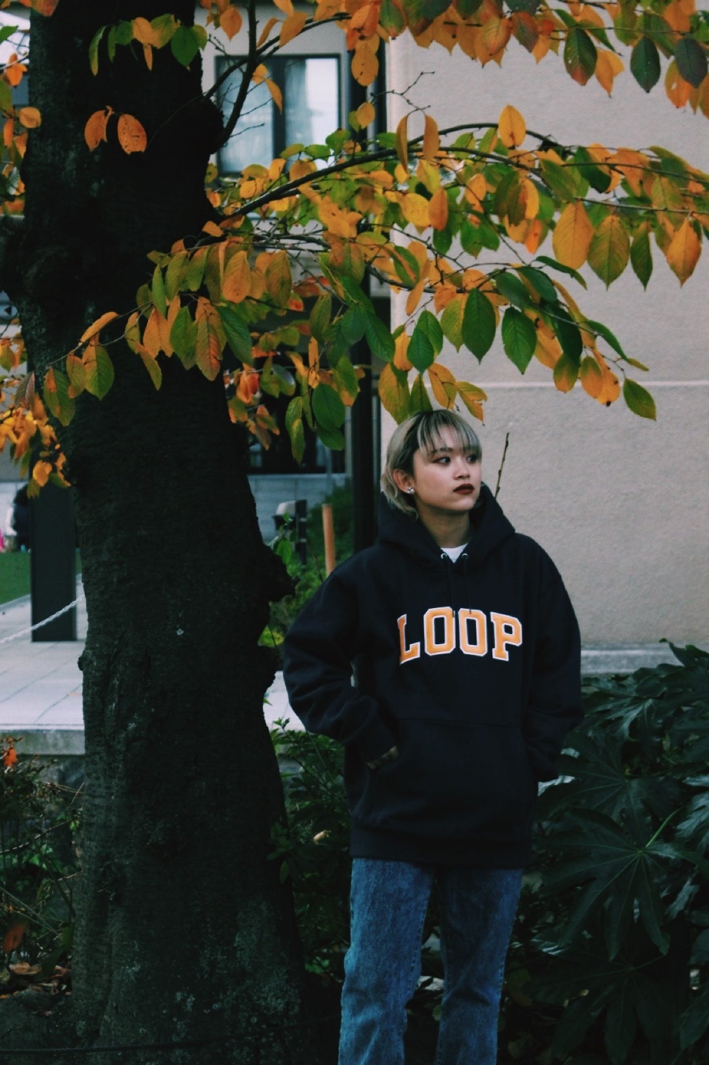 LOOP SATIN EMBROIDERY HOODIE