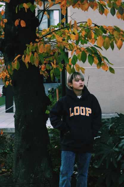 LOOP SATIN EMBROIDERY HOODIE