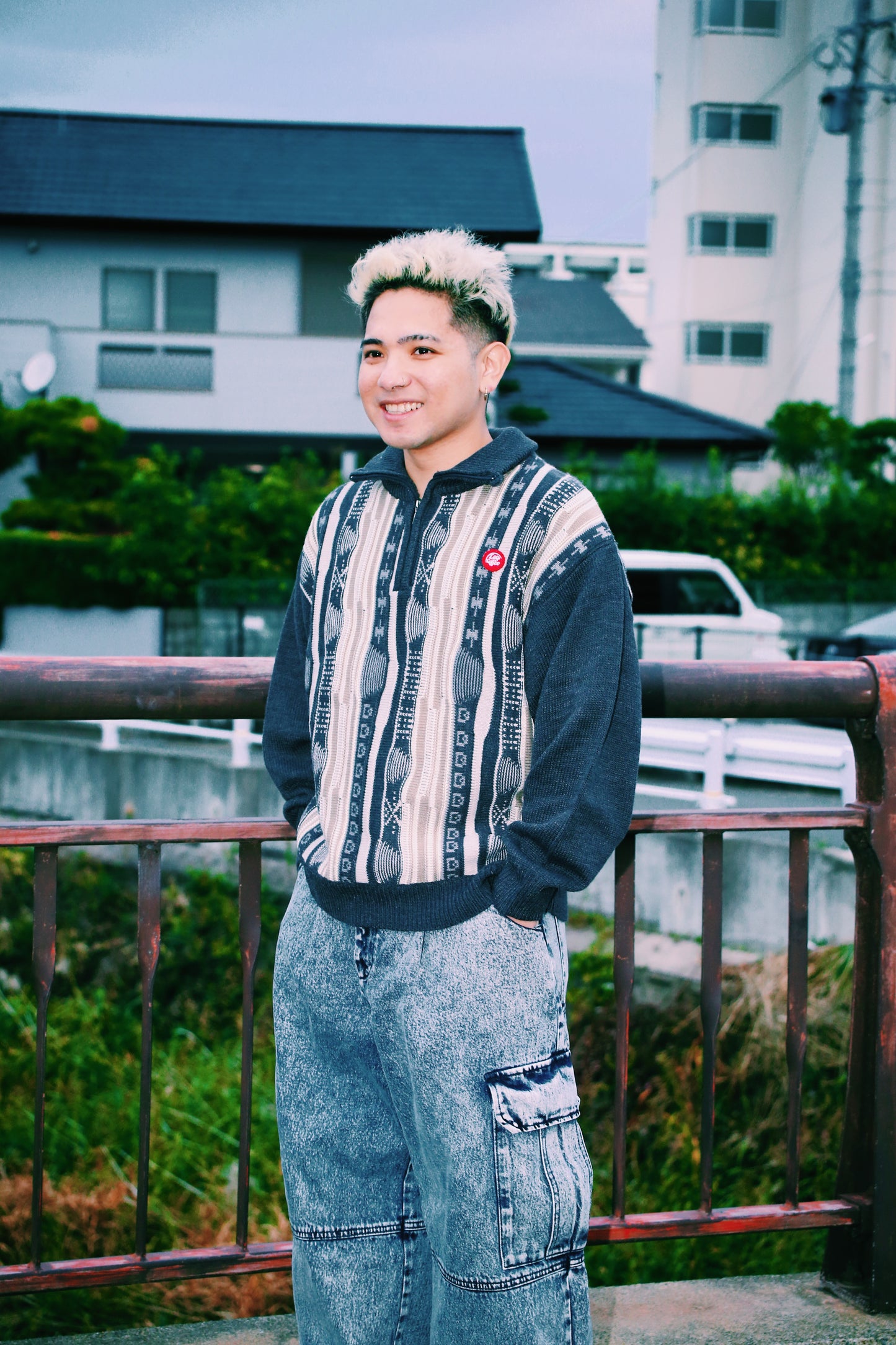 retro half zip knit