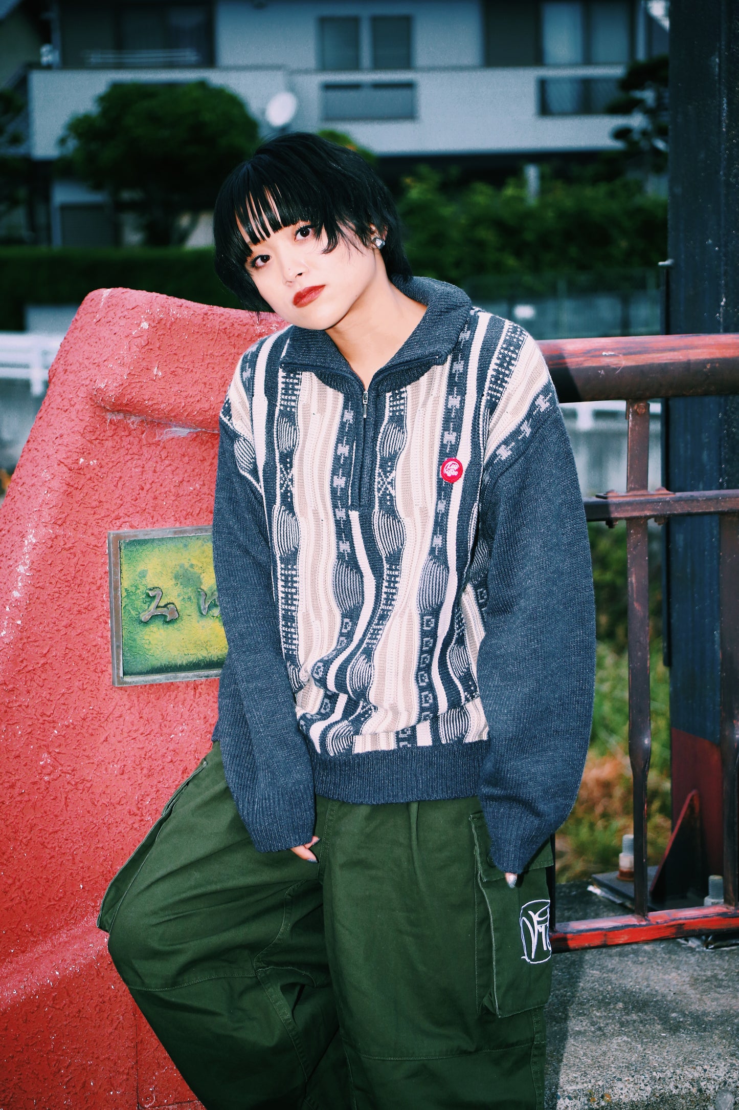 retro half zip knit